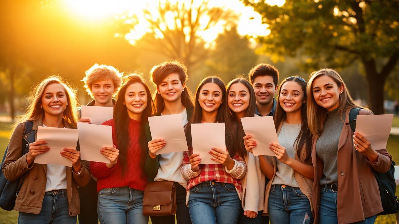 Students celebrating their Cambridge IGCSE results